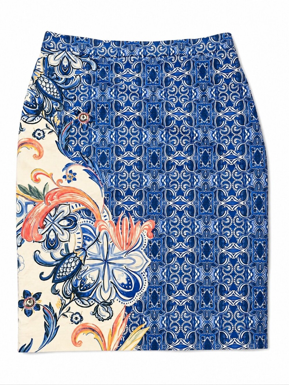 Moulinette Soeurs Blue Print Pencil Skirt 10P